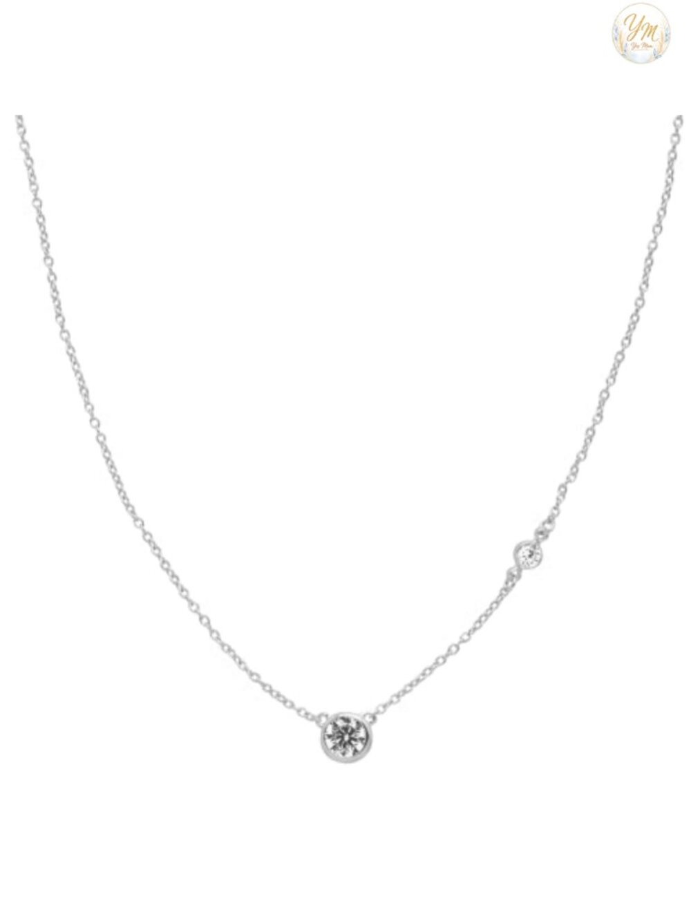 Sterling Silver Cubic Zirconia Chain Necklace 16" + 2" Extender